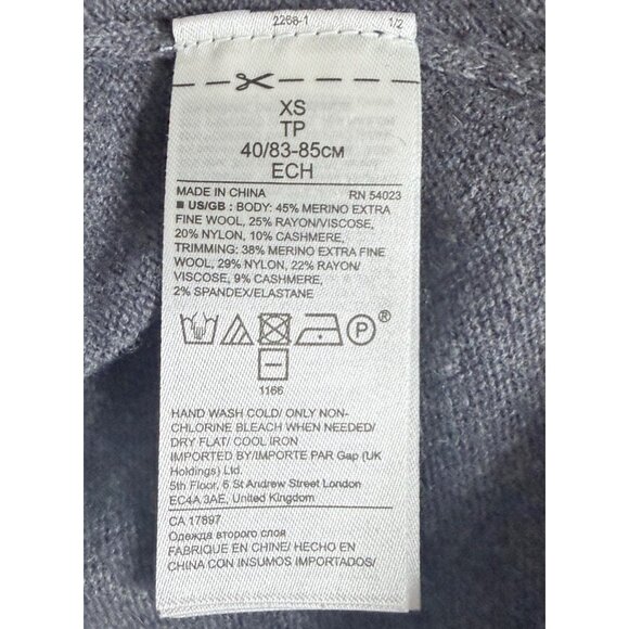 Banana Republic Turtleneck Sweater Dress XS Gray Wool Cashmere Preppy - Picture 4 of 10